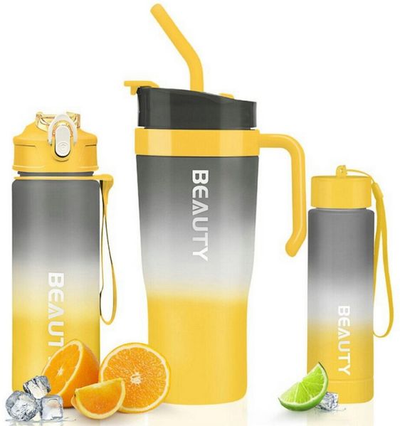 WS-Trend Trinkflasche 3er Set XL Wasserflasche Trinkflasche Flasche 1200 / 800 / 300 ml