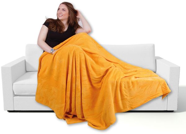 Kuscheldecke supersofte Tagesdecke vielseitig verwendbare Microfaser-Decke, flauschig und anschmiegsam in vielen verschiedenen modischen Farben erhältlich (orange - apricot / 220x240 cm)
