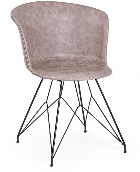 Esszimmerstuhl Loft, Kunstleder und Metall, modern, Beige Schwarz, komfortables Design für Dein Zuhause