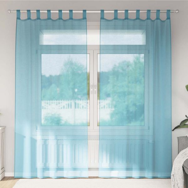 vidaXL Voile Vorhänge mit Schlaufen 2 Stk. Türkis 140x225 cm 4102328