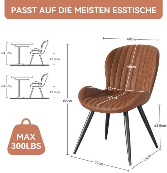 HawthyHome Esszimmerstuhl 2er Set Polsterstuhl mit Armlehnen & Metallbeinen (2 St), Wasserdicht & Ergonomisch für Küche Esszimmer Wohnzimmer