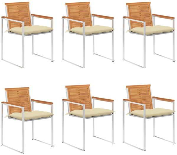 vidaXL Gartenstühle 6 Stk. mit Kissen Massivholz Akazie 3078514