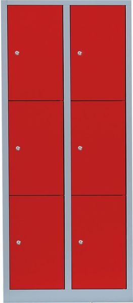 Schließfachschrank Wertfachschrank Fächerschrank Spind Umkleideschrank 6 Fächer-Spint Lichtgrau/Rot 523324 Maße:180 x 80 x 50 cm