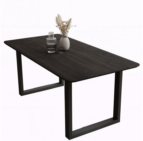 Liadomo Esstisch Gubio, Esszimmertisch, Massivholztisch, verschiedene Größen, Tischplatte mit Schweizer Kante, aus massivem Holz mit Metallgestell