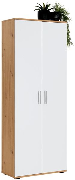 XORA 'ALEX' Schuhkommode XL-Schuhschrank, Holznachbildung Eiche Artisan Weiß, 70 x 179 x 33.5 cm, mit 5 Fachböden