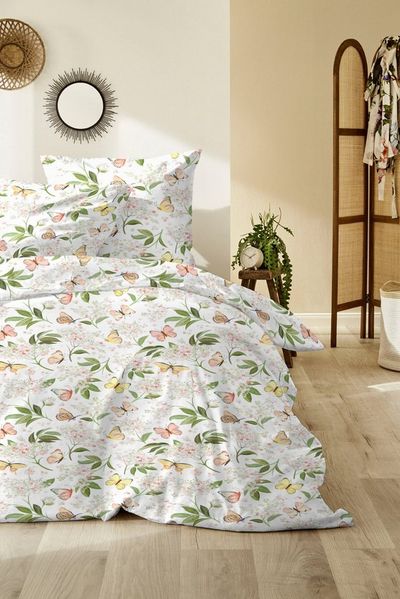Primera Renforce Bettwäsche 155x220 Schmetterlinge Blüten Blätter 123099-15