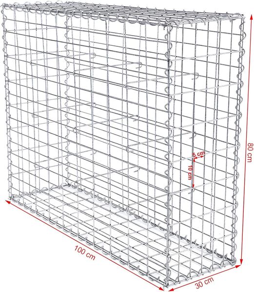 SONGMICS Gabionenkörbe, verzinkt, Metall silber, 100 x 80 x 30 cm, 2 Stück Bild 5