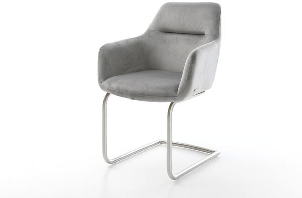 Freischwinger Pejo-Flex Samt Grau Freischwinger rund Edelstahl Taschenfederkern