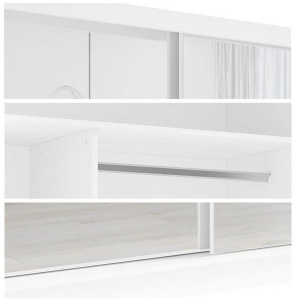 Schiebetürenschrank Fino Kleiderschrank mit Spiegel weiß, 230x62x215cm Bild 2