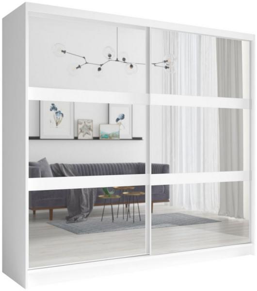 Schiebetürenschrank Fino Kleiderschrank mit Spiegel weiß, 230x62x215cm Bild 1