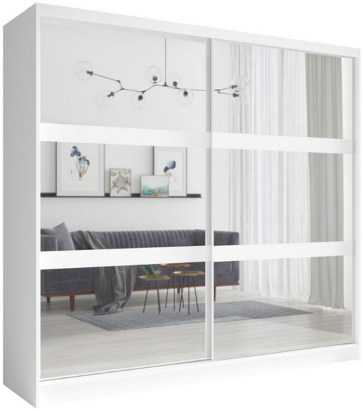 Schiebetürenschrank Fino Kleiderschrank mit Spiegel weiß, 230x62x215cm Bild 5