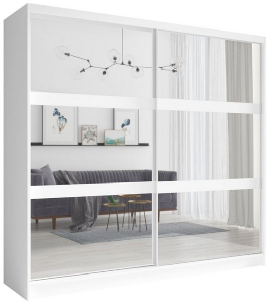 Schiebetürenschrank Fino Kleiderschrank mit Spiegel weiß, 230x62x215cm Bild 4