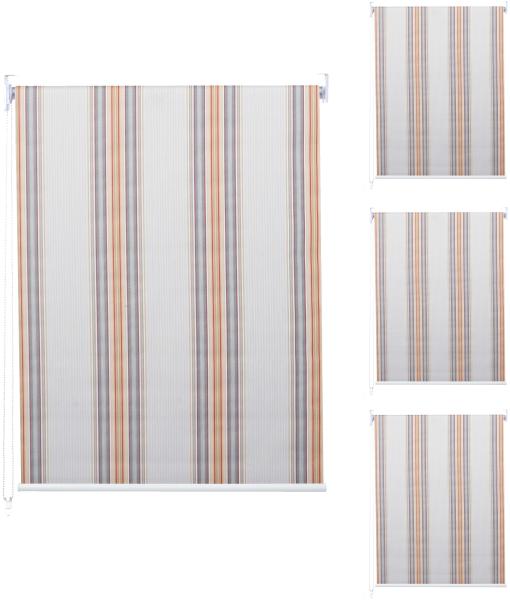 4er-Set Rollo HWC-D52, Fensterrollo Seitenzugrollo Jalousie, 120x230cm Sonnenschutz blickdicht ~ grau/braun/orange