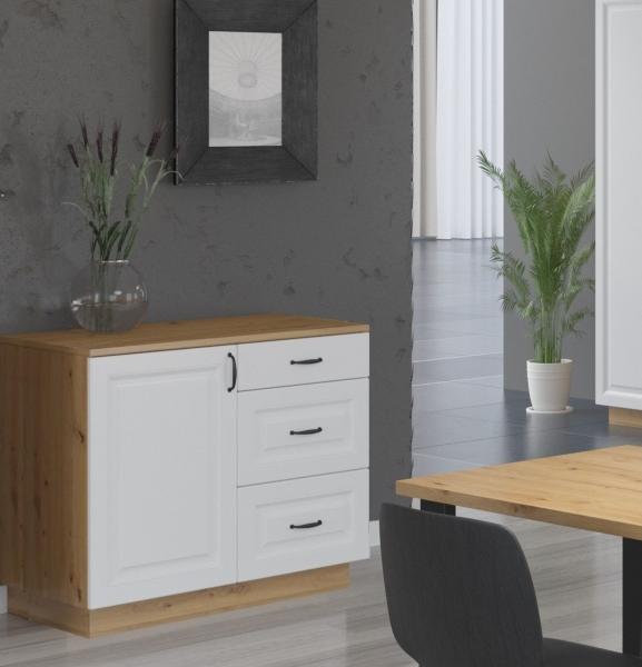 Kommode Stilo 100cm Landhaus Weiß Eiche Artisan