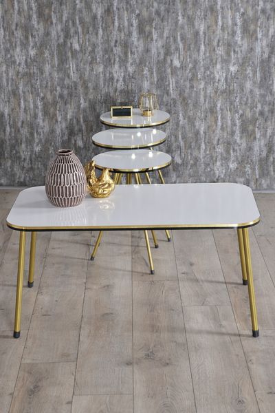 Couchtisch- und Satztisch-Set 34 x 34 cm Metall Weiß 89322127 [en. casa]
