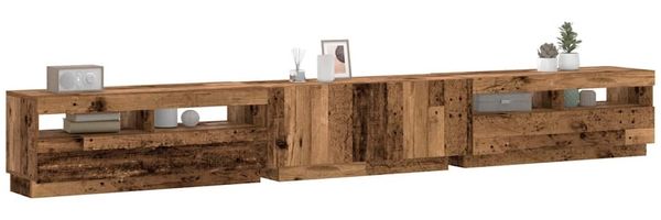 vidaXL TV-Schrank mit LED-Leuchten Altholz-Optik 300x35x40 cm 3329169