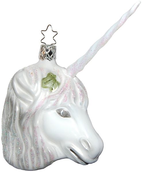 Einhorn Sternenstaub weiß 8,5cm Inge-Glas Manufaktur Unicorn Weihnachtsschmuck