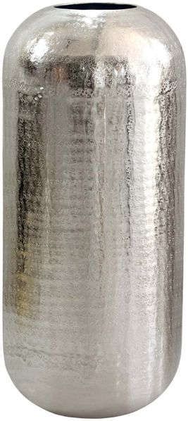 Dekovase Aluminium 45cm Silber - Standvase groß - Bodenvase rund modern - Vase Metall für Blumen - Design Wohnzimmer Deko - Wohndeko Handmade