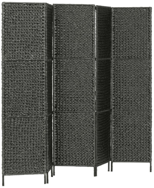 vidaXL 5-teiliger Paravent Schwarz 193×160 cm Wasserhyazinthe 247352