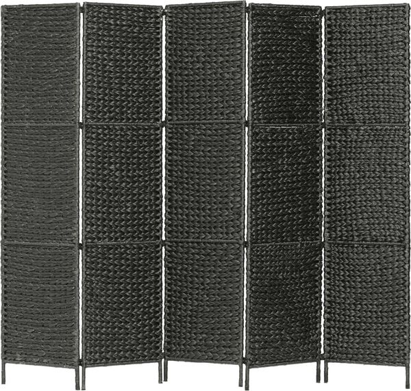 vidaXL 5-teiliger Paravent Schwarz 193×160 cm Wasserhyazinthe 247352
