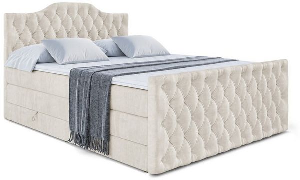 ALTDECOR Boxspringbett VILA-1-Z KING (Multipocket-Matratze H4, H3 Matratze Bonellfederung, Topper, Kopfteil), Doppelbett mit Fußteil