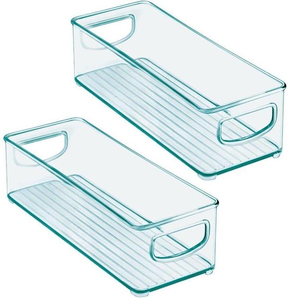 mDesign Kunststoffbox Aufbewahrung Organizer 2er-Set Kunststoff Hellblau