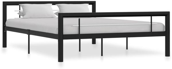 vidaXL Bettgestell Schwarz und Weiß Metall 140×200 cm 284553