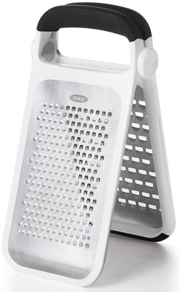 OXO Good Grips Küchenreibe, Edelstahl, geätzte Doppelreibe, Edelstahl, mittel, grob