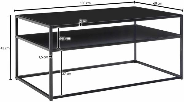 Couchtisch 100x60x45 cm Metall Wohnzimmertisch Industrial Schwarz Bild 3