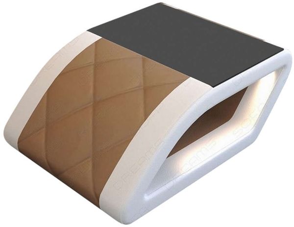 Couchtisch Swing - Ledermix - sandbeige-weiß