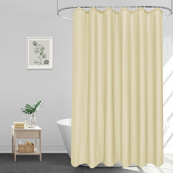Duschvorhang Beige 180x200 cm Textil Polyester Wasserdicht Waschbar