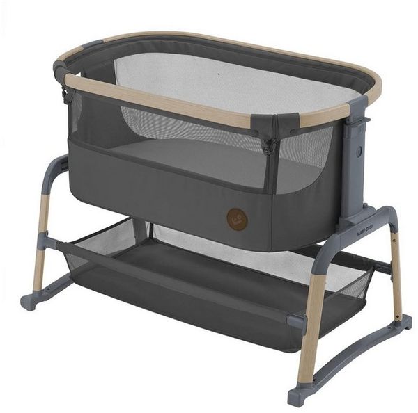 Maxi-Cosi Iora Air Beistellbett, Zustellbett, atmungsaktives Netzgewebe, Höhenverstellbar, Wiege mit Matratze, Eco Care, Geeignet ab Geburt, 0 Monate bis 9 kg, Beyond Graphite