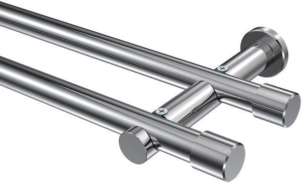 Gardinenstangen-Set Platon Santo 100 cm, 2-läufig (ohne Ringe), 20 mm Ø Chrom