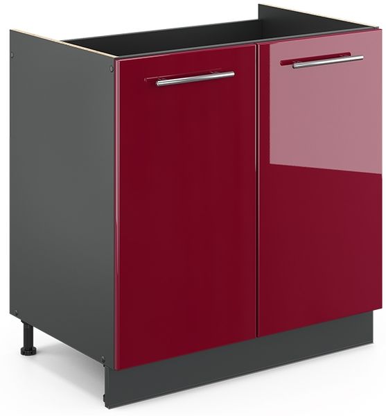 Spülenunterschrank Fame-Line Bordeaux Hochglanz 80 cm ohne Arbeitsplatte Vicco