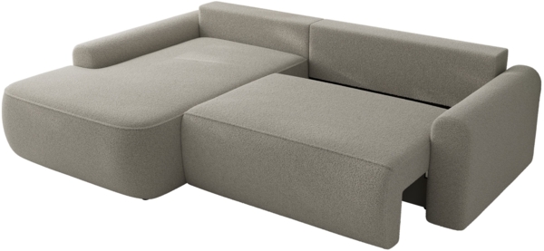 Ecksofa, L-förmiges, lose Kissen, DL-Schlaffunktion, (H 100 x T 187 x B 273 cm) - CUBO L - Boucle Hellgrau - linke Seite Bild 5