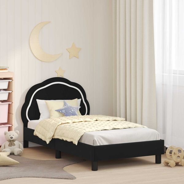 vidaXL Kinderbettgestell mit Kopfteil Schwarz 80 x 160 cm Samt 42010903