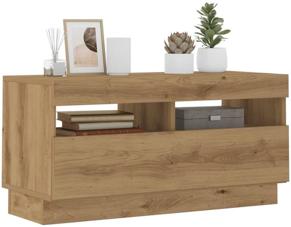 vidaXL TV-Schrank mit LED-Leuchten Artisan-Eiche 80x35x40 cm 856358