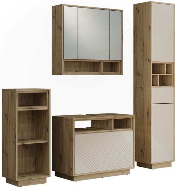 Badmöbel-Set Beatrice Cashmere/Artisan-Eiche 4-er Set Vicco