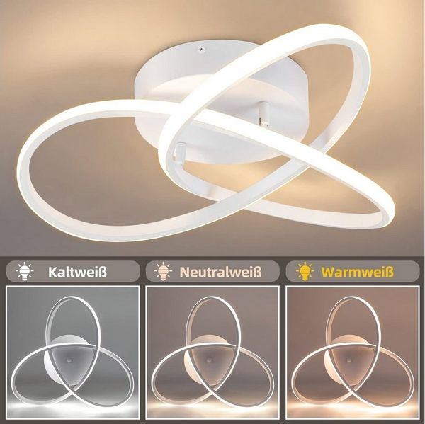 Nettlife LED Deckenleuchte Flurlampe Modern Küchenlampe Schwarz Weiß 3000K Wohnzimmer, Flimmfrei Blendfrei, LED fest integriert, Warmweiß, Neutralweiß, Kaltweiß, Blendfrei