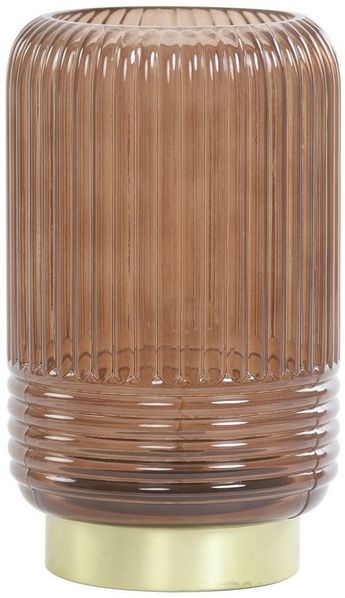 Light & Living LED Tischleuchte Tischlampe LIPA, 1-flammig, H 27 cm, Dunkelbraun, LED fest integriert, Lampenschirm aus Glas, Batteriebetrieben