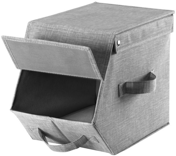 Casâme Aufbewahrungsbox mit Deckel und Klappdeckel - L19 cm - Grau