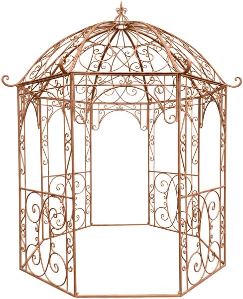 CLP Rosenpavillon Leila aus pulverbeschichtetem Eisen im Jugendstil für Rankpflanzen,antik braun