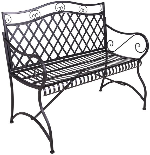 Garden Pleasure Gartenbank PORAK Schwarz Metall Bank Sitzbank Antik Design