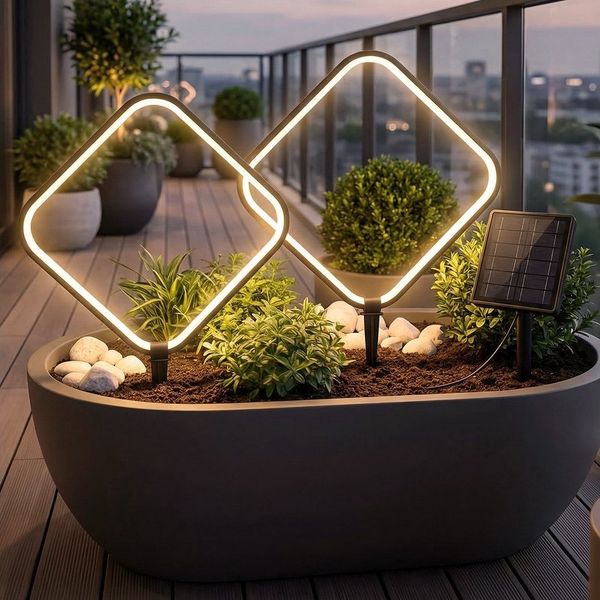 Arnusa LED Solarleuchte Solar Gartenstecker modern Aluminium Wegeleuchte Erdspieß warmweiß, LED fest integriert, warmweiß, Gartenbeleuchtung für Beete, Balkon und Blumenkübel