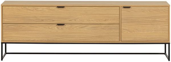 TV-Board Silas aus Eiche, modern skandinavisch, Natur, 180 cm, Metallgestell, mit Schubladen und Tür Bild 4