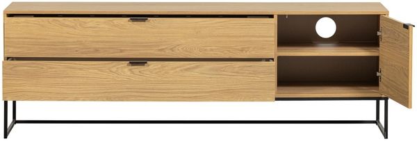 TV-Board Silas aus Eiche, modern skandinavisch, Natur, 180 cm, Metallgestell, mit Schubladen und Tür Bild 3