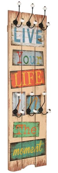 vidaXL Wandgarderobe mit 6 Haken 120 x 40 cm "LIVE LIFE" 245849