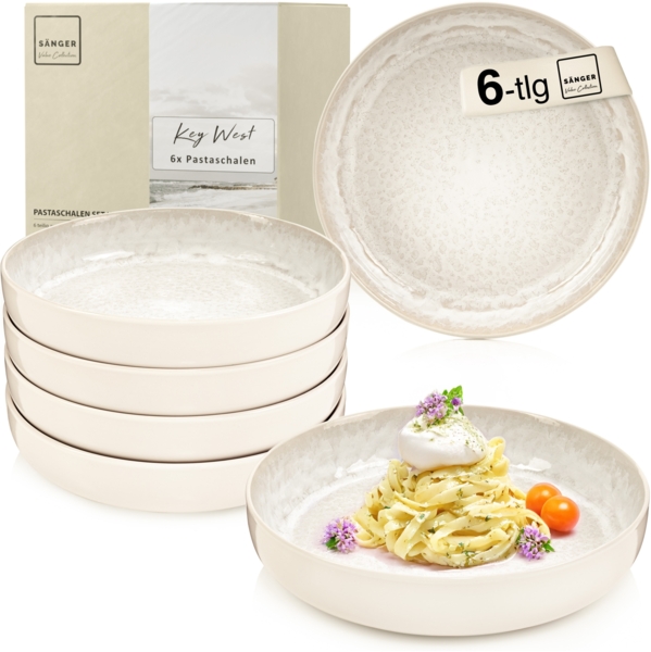 SÄNGER Pastaschalen Set Key West - 6 teilig aus Steingut