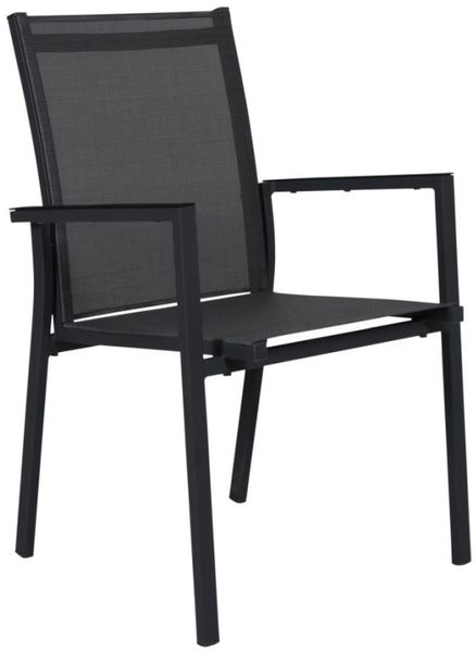 Gartenstuhl Avanti mit Armlehne aus Aluminium und Textilene, modern, anthrazit, bequem für draußen