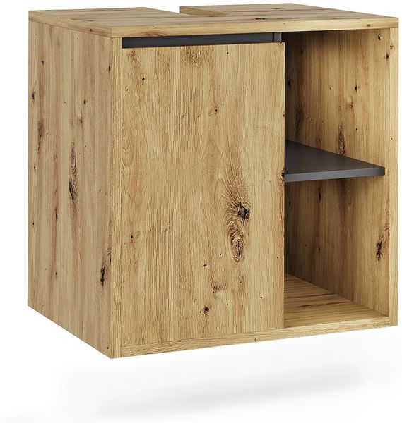 Waschbeckenunterschrank Viola Artisan/Grau 60 x 60 cm mit offenen Regalen Vicco